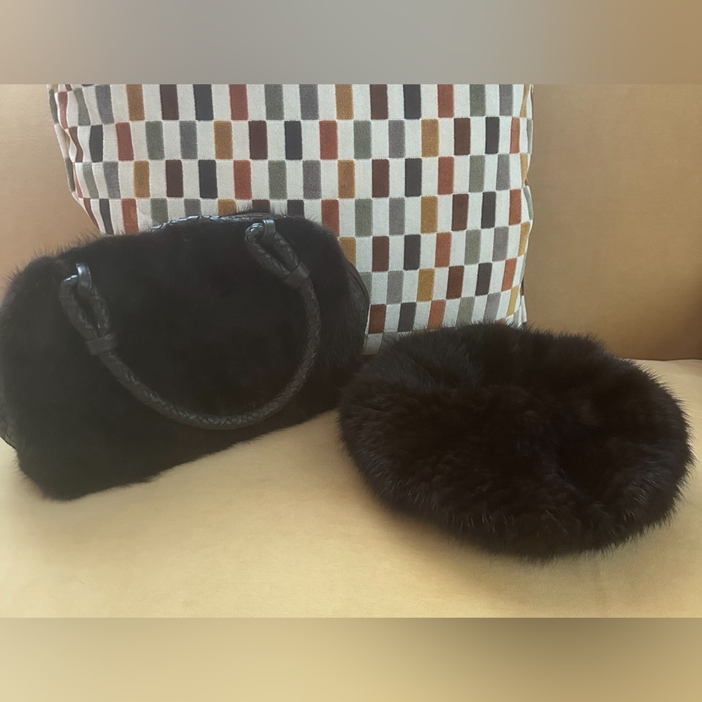 Mink Purse with leather trimmings